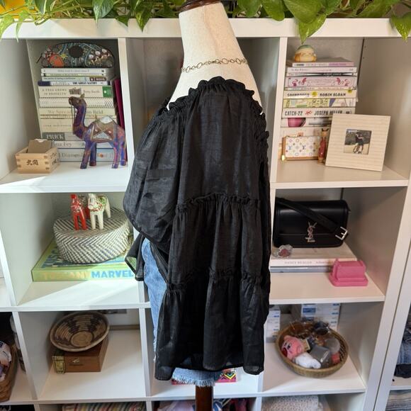 Rue 21 Vintage Y2K Whimsygoth Goth Sheer Off The Shoulder Blouse Wms Sz L - Picture 5 of 11
